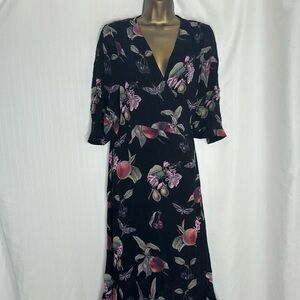 All saints dark floral wrap dress size 8